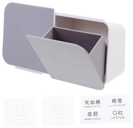 TOYANDONA Wandmontierte Baumwollpad Box mit Staubschutz Klappdeckel Multifunktionaler Organizer für Badezimmer Schlafzimmer und Wohnzimmer Einfache Montage Graue Aufbewahrungsbox für
