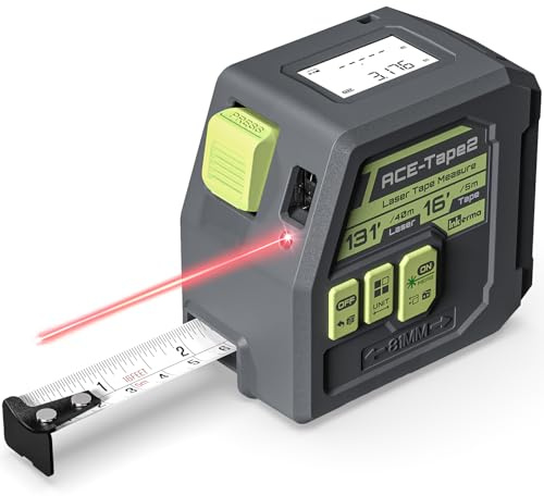 Laser Tape Measure 2-in-1, Inkerma 131Ft/40m Laser Measurement Tool & 16Ft/5m Measuring Tape, Digital Laser Tape Measure with Pythagorean Mode, Area and Volume, Self-Locking Tape, Belt Clip
