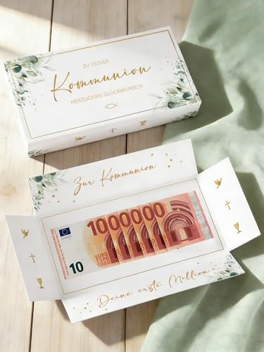 Geldgeschenk Kommunion Kreative Geschenkbox, Erste Million Geldgeschenk, Erstkommunion Geschenke für Mädchen Jungen-Zu deiner Kommunion Herzlichen Glückwunsch