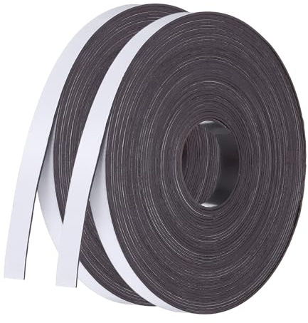 PATIKIL 2 Rollos Cinta Flexible Borrable En Seco Etiqueta Magnética Blanco