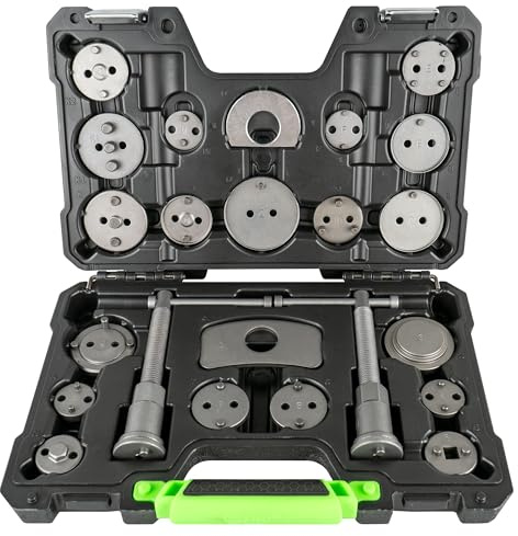 Partenopea Valigetta 23 Pezzi riposizionatore Pistoni Freni JBM 53978 – Kit Professionale per arretrare Pistoni Freno, Utensili Officina Auto Moto