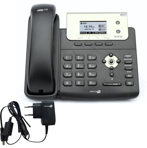 SIMPLETEK - Professionell PoE IP-telefon | 2 SIP-konton | HD-ljud | Bakgrundsbelyst display | Strömförsörjning ingår (renoverad)
