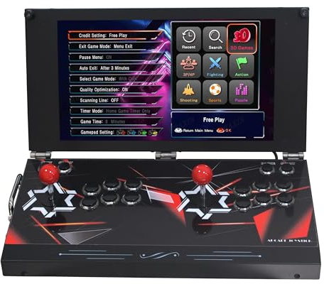 Console de jeu d'arcade portable avec écran HD de 17,5 pouces, collection de jeux rétro – Machine de jeu vidéo portable à double joueur pour divertissement à domicile