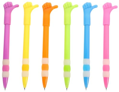 HOMSFOU 6 Pièces Stylo Bille Effaçable Rentrée Scolaire en Plastique Poignée Confortable de Pouce Levé Stylo Apprentissage Élégant pour Garçon et Filles