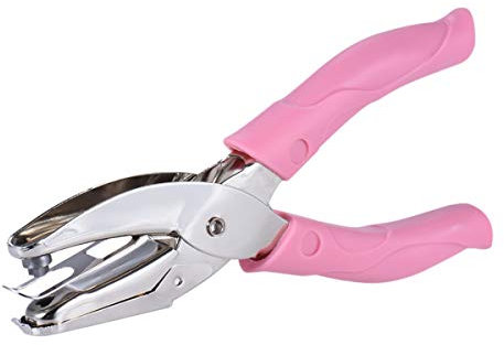 Pinza perforatrice di metallo per carta, per biglietti d'auguri, scrapbooking, appunti, con manico di colore rosa Sternform