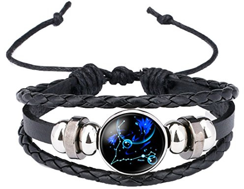 Caimeytie Kind Armschmuck Leder Wickelarmbänder Verstellbar Horoskop Sternzeichen