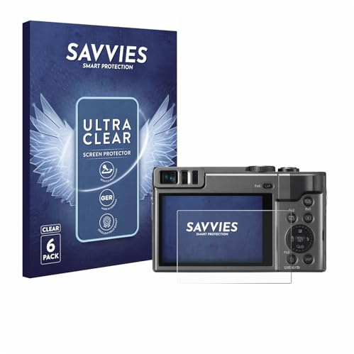 Savvies 6 Stück Schutzfolie für Panasonic Lumix DC-TZ90 / TZ96 / TZ99 Displayschutz-Folie Ultra-Transparent