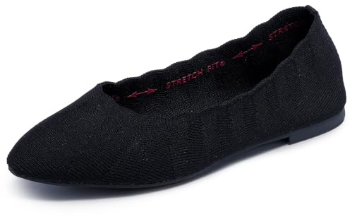 Skechers Cleo-Bewitch-Wide-Ballet Flat, Ballerine Donna, Nero, 39 EU