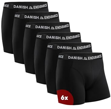 DANISH ENDURANCE 6 Pack Calzoncillos Hombre Bóxer de Algodón Elástico, Ropa Interior Ultrasuave, Negro, XL