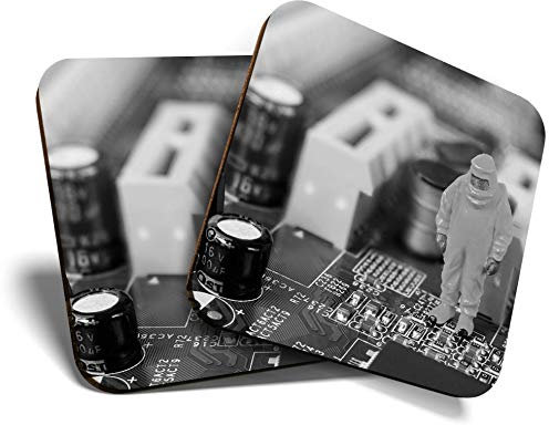 2 x Square Coasters - Funny Tech Engineer Geek Computer Joke Cork Backed Home Kitchen Accessory Tea Coffee Mug Mat #43626