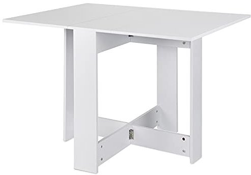 Jeobest fällbart matbord, justerbart och utdragbar soffbord, för vardagsrum kök trädgård terrass (vit)