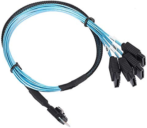 SFF-8654 à 4 x Sata Câble de Transmission de Données, Ligne de Connexion Mini SAS 38p 12 Gbps, Câble Interne d'Hôte Mini SAS Multi-Voies pour Serveur, Disque Dur, Ordinateur, Hôte