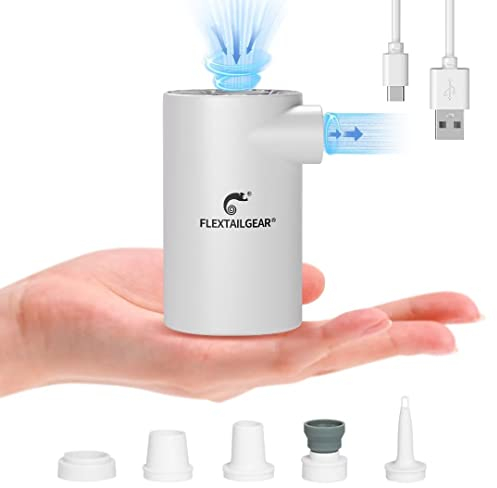 FLEXTAILGEAR EVO Pump, Portable Electric Air Pump, Vacuum Pump,4.5 kPa High pressure,3800mAh Rechargeable Battery,5 Multiple Nozzles for air mattresses,pool floats, swimming rings