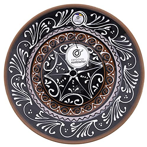 CERÁMICA RAMBLEÑA | Plato Decorativo de Barro Rojo Modelo D21 | 100% Manual | 21x21x2.5 cm