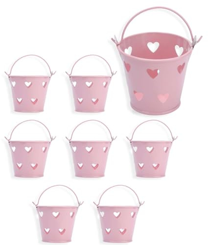 Mini Cubos de Metal con Asas, Cubo de hojalata Hueco en Forma de corazón de 12 Piezas Multifuncional Almacenamiento de bocadillos para Caramelos, cosméticos de Flores para Exteriores