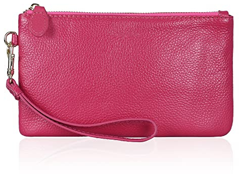befen Clutch aus 100% echtem Leder für Damen, klein Echtleder Damen Handgelenktasche mit abnehmbarer Handschlaufe und Reißverschluss für Abend, Urlaub, S, Geldgürtel