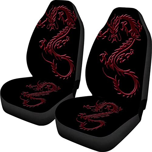 Belidome Autositzbezüge-Set, Motiv: chinesischer Drache, elastisch, universelle Passform, 2 Stück