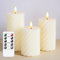 Mavandes Flammenlose LED-Kerzen mit Fernbedienung,Elfenbein batteriebetrieben flackernde Säule Pack von 3 echten Wachs Zeitsteuerung Kerzen (7,5x10,12,5,15cm)