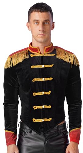 inhzoy Herren Zirkusdirektor Jacke Zirkus Dompteur Kostüm Soldat Uniform | Nussknacker Kostüm Herren Prinz Kostüm Mittelalter Viktorianische Jacke Herren Mantel, Blechmann Kostüm, Faschingskostüm