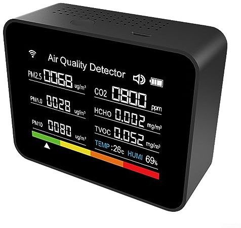 Detector, 13-in-1 Indoor Air Quality Meter WiFi Air Quality Accurate Monitor for Smart for TUYA App Air Quality Tester for Home Office School- Black