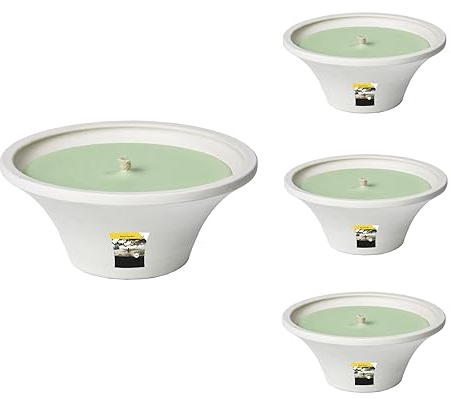 Flammschalen im 4er-Set Zitronengras & Citronella für draußen 4 Stück - Outdoor-Kerzen Terracotta - Für deinen Garten - Feuerschalen im - 9h Brenndauer – 18x18x7,5 cm