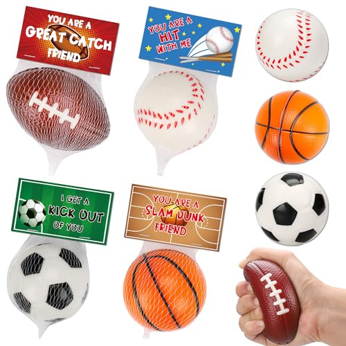 16 PCS Stress Balls Party Favor for Kids 8-12 Goodie Bag Stuffers Squeeze Toys Classroom Prizes for Kids Pinata Stuffers Boys Birthday End of Year Gifts Sport Party Foam Bouncy Balls Bulk Small Toys
