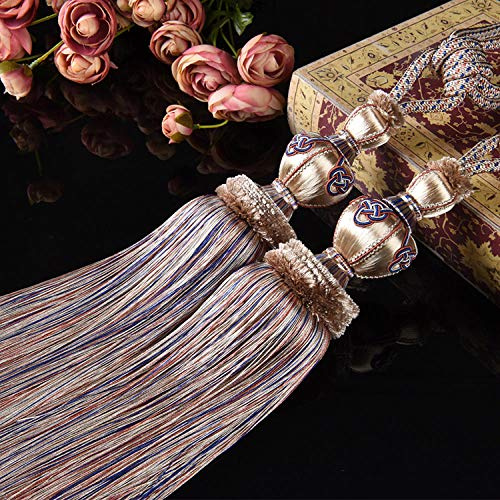 ANSNOW Lazo de Cortina en la Espalda, Correas de Felpa para Cortina, Bolas Atadas, Bolas Colgantes, Decoración de Borlas, Accesorios Colgantes/Beige / 2