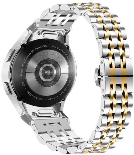 Miimall Metall Armband Kompatibel mit Samsung Galaxy Watch 7/FE/6/5/4 Armband 40mm 44mm, Edelstahl Schmetterlingsschnalle Verstellbares Ersatzarmband für Galaxy Watch 6 Classic 43mm 47mm