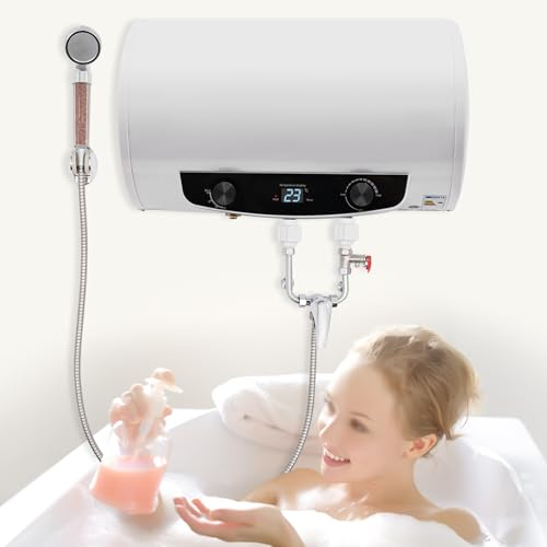 Elektro Warmwasserspeicher 50L 120L 220V 2000W Speicher Elektrospeicher Warmwasserboiler Durchlauferhitzer Horizontal Boiler Wasserboiler mit LED-Bildschirm für Küche Garten Bad Wohnwagen (50L)