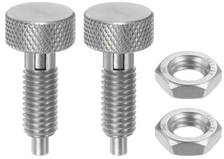 QUARKZMAN 2Pcs Goupille à Ressort avec Poignée Cannelée, Taille de Filetage M8, Goupille de Positionnement Rétractable en Acier Inoxydable Sans Verrouillage pour Équipement Industriel