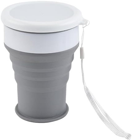 COMFOLIVING Becher, 350 ml Silikon Faltbarer Becher, Auslaufsicherer, wiederverwendbarer Reisebecher mit Deckel, Taschengröße, tragbarer Trinkbecher für heiße, kalte Getränke, Camping und Wandern