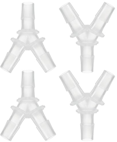 PATIKIL 1/2 Plastic Tee Hose Barb Fitting, 4 Pcs Equal Y Shaped 3 Way Joint Splicer Mender Adapter Union Intersection Barbed Split for Air Water Fuel Gas Liquid Pipe, Transparent