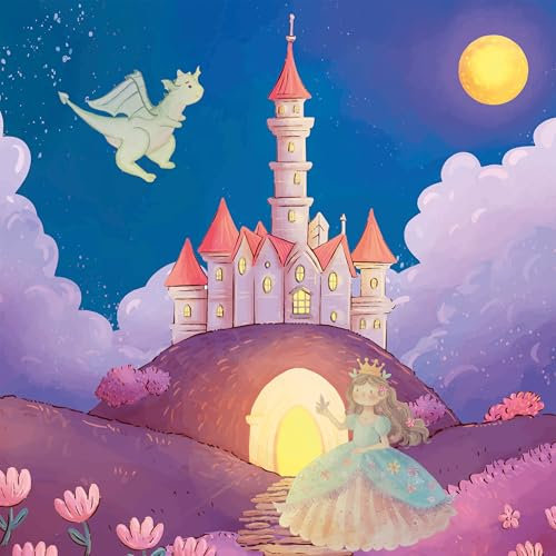 Polymedia Kindertapete Märchenschloss 250 x 250 cm, Vliestapete für Kinderzimmer, Einfaches Anbringen & Entfernen, Umweltfreundlich, Atmungsaktiv & Waschbar, Bunte Designs für Jungen & Mädchen