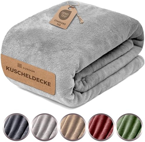 Luxoon Fleecedecke Flauschig Warm Winter – Kuscheldecke für Gemütliche Winterabende, Ultra Weich und Wärmend, Ideal für Sofa und Bett, 100% Polyester, Farbe 1er Pack 130x150cm, Grau
