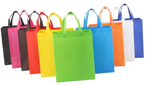 OFFSCH 30pièces Sacs Shopping Réutilisables Pliables Couleurs Mixtes Sacs Cabas Non Tissés Écologiques De Rangement Tote Bags Polyvalents