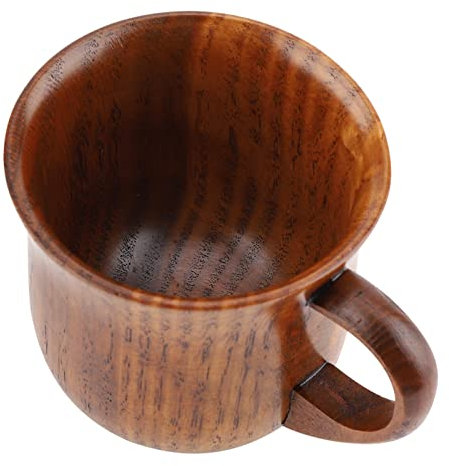 Tazza da tè in Legno Caffè Birra Succo Bere Tazza Contenitore per Acqua Naturale Portatile Maniglia Design Ergonomico Home Office Cafe Stile Antico (Coppa stile n. 14, altezza 9