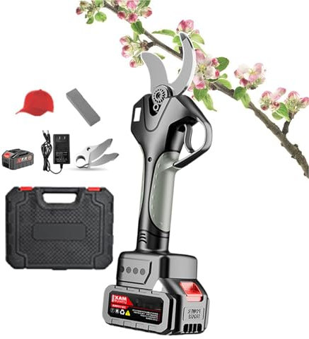 forplubossmmp Forbici da Potatura Elettriche 21v | Forbici da Giardino Professionali | Tagliasiepi Elettrico | Regolazione Lama: 6 Cm (con Batteria E 2 Lame E Cappello Parasole),1-Battery