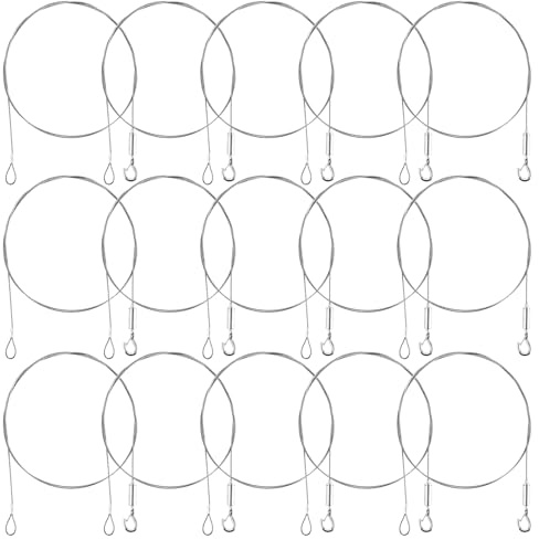 WOPPLXY 15 PCS Picture Hanging Wire Rope, 1.5M x 1.5MM Stainless Steel Picture Rail Hooks and Wire, Mirror Hanging Chain Moulding Adjustable Hook for Gallery, Home Decor