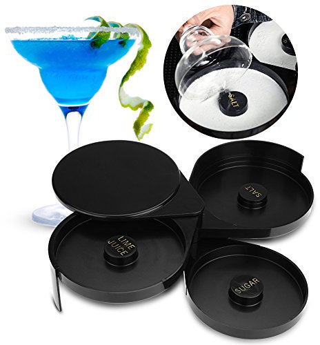 Salt Rimmer, 3 Tier Bar Glass Rimmer Margarita Salt Sugar Cocktail Rimmer 3 Tier Rotating Trays Bartender Tool for Bar, Clubs, and Home Parties