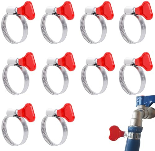 10 StüCk Schellen,25-40mm Verstellbar Schlauchschellen Pool,Edelstahl,Mit Griff,Kein SchraubenschlüSsel Erforderlich Schelle,Geeignet FüR Wasserleitungen,Gasleitungen,GartenpoolschläUche