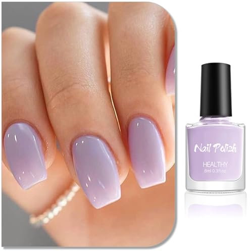 Purple Nail Polish - Long Lasting Light Purple Nail Varnish - Quick Dry Nail Po-lish - Non-Toxic Water Based No UV Lamp Needed Nail Polish Gel for Women DIY Nail Art at Home (Light Purple, 8ml)