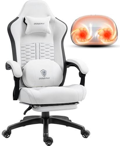 Dowinx Gaming Stuhl mit Heizmassage & Fußstütze, Großer Ergonomischer Bürostuhl mit Lordosenstütze und Taschenfederkissen, 160kg Belastbarkeit, Schreibtischstuhl für Erwachsene