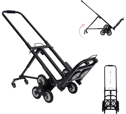 Carretilla de transporte plegable con 10 ruedas y 2 cuerdas elásticas, carretilla de mano para mudanzas y objetos pesados, carretilla de transporte de 150 kg