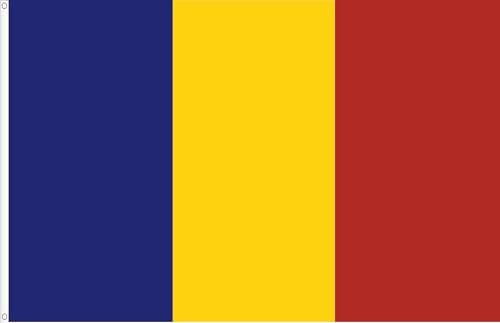 BANDERA DE RUMANIA. CALIDAD RASO PREMIUM. TAMAÑO GRANDE 150X90 CM.