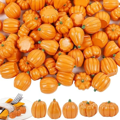 Genérico Decoración De Calabazas De Otoño 50 Piezas,Decoración Otoñal De Calabazas | de Resina para Mesa de Thanksgiving Halloween Harvest Hogar Interior