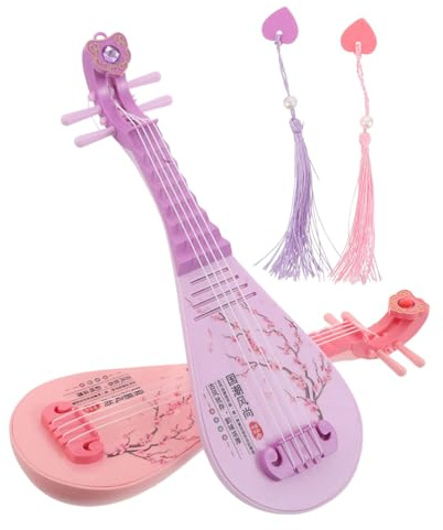 Toddmomy 2 Pièces Musicales pour Garçon Fille Jouets Musicaux Éducatifs avec Effets Sonores et Lumineux Modèle Vintage de Luth Chinois Instruments à Cordes pour Développement Musical des