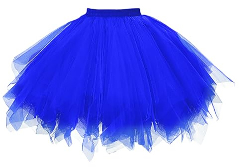 Tüllrock Damen Blau - Knallbunter Mehrlagiger Tutu Rock für Karneval, Fasching & 80er Party