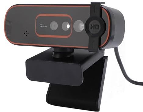 Tosuny Webbkamera med Wins Hello, 1080p 30fps Autofokus, USB -dator Webbkamera med Mikrofon och Privat Täckning, Ansiktsförbättring, för Live Stream, Onlinekurser