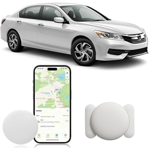 GPS Coche localizador, GPS Tracker rastreador magnético Oculto para Coches Sin cuota mensual, no SIM, Seguimiento en Tiempo Real para niños, Mascotas, Compatible con A-pple Find My (1 Blanca)