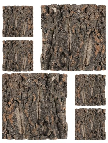 ORFOFE 6 St Korkbarkspaneler Reptilterrariumbakgrund Textur för Kameleonter Skäggagam och Ormar Flexibel Klättervägg och Gömställe i Säker Kork för Terrarier och Akvarier